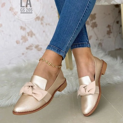 Baletas Moño Oro Rosa