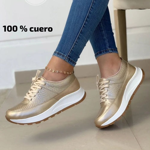 Tenis en Cuero Champaña