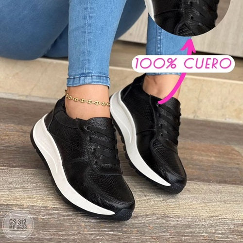 Tenis en Cuero Negro