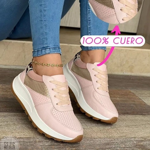 Tenis en Cuero Rosa