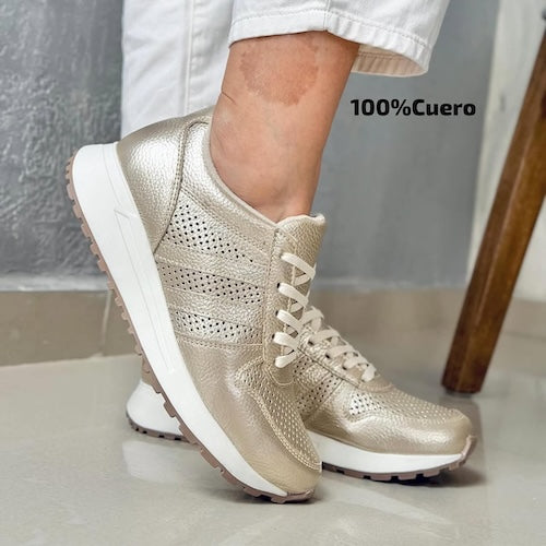 Tenis en Cuero Champaña
