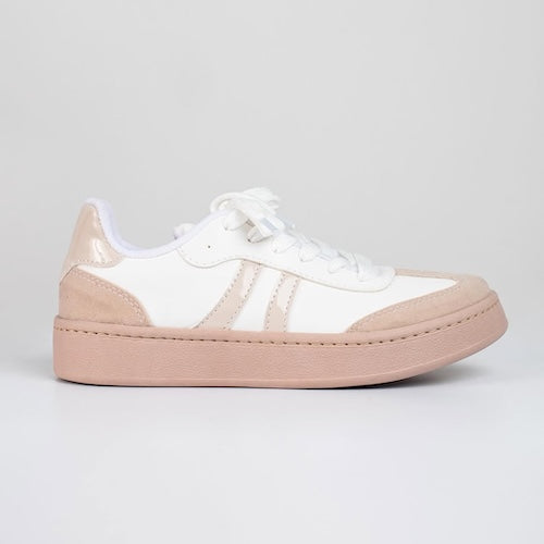 Tenis en Cuero Blanco y Champaña