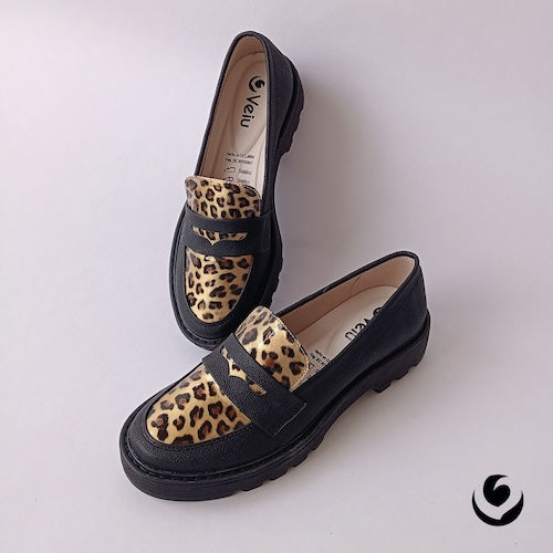 Mocasines Negro y Animalprint