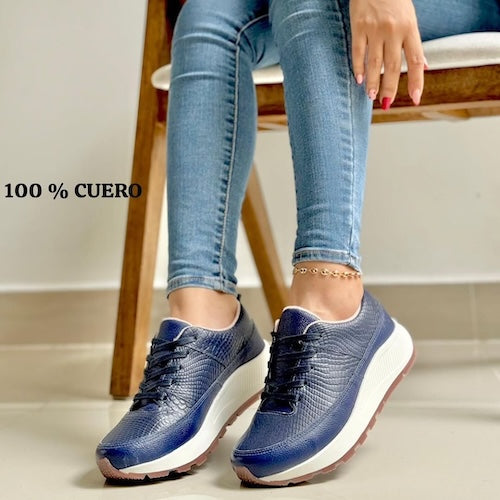 Tenis en Cuero Azules