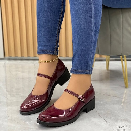 Baletas Charol con Tacón Vinotinto