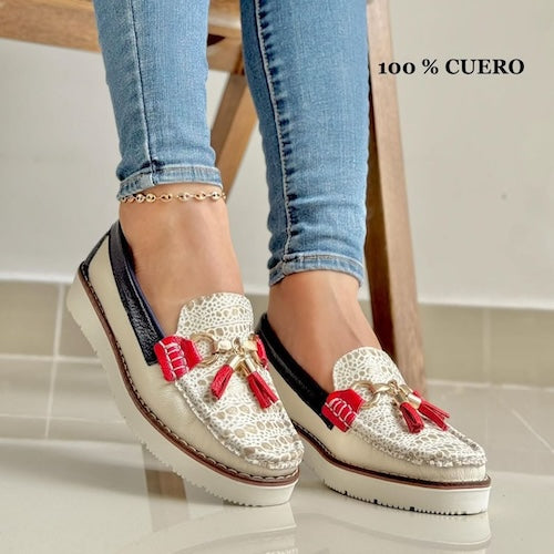 Mocasines en Cuero Combinados