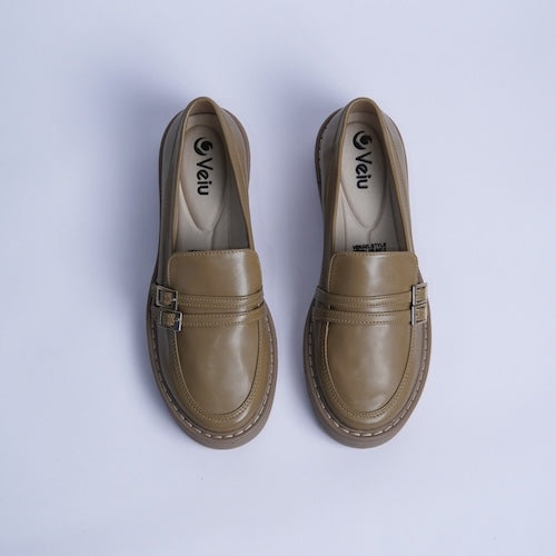 Mocasines Doble Hebilla Nude