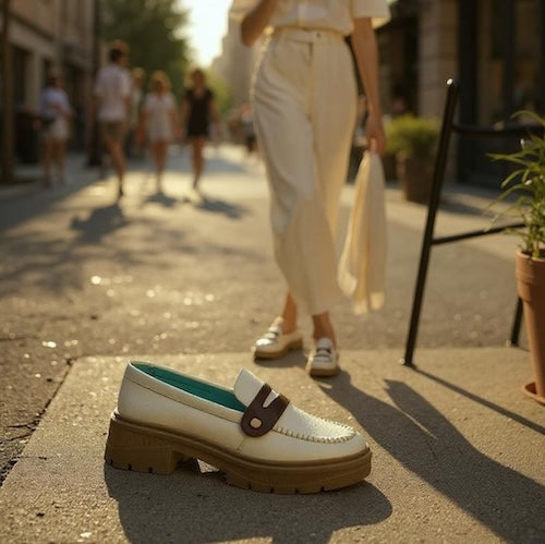 Mocasines en Cuero Blanco - Con Diseño Intercambiable