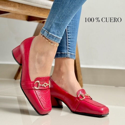 Tacones en Cuero Rojo