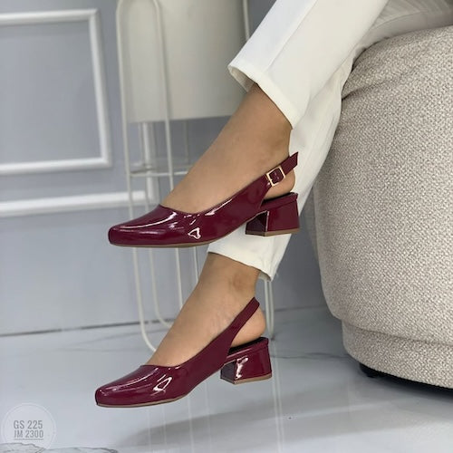 Tacones Destalonados Charol Vino Tinto