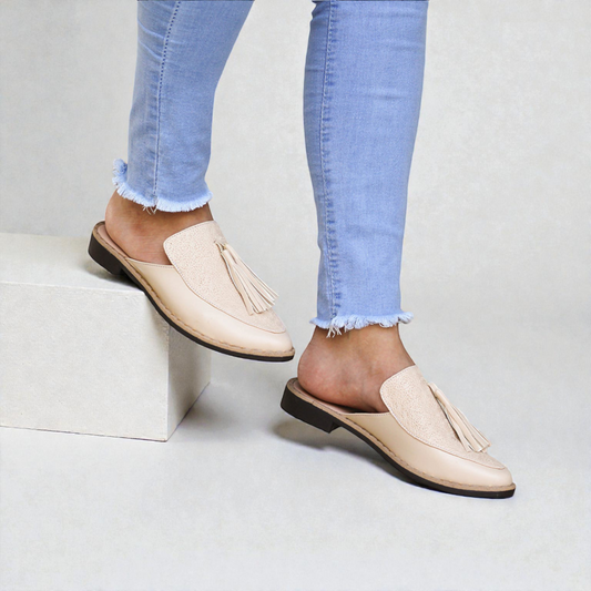 Mules Flecos Beige