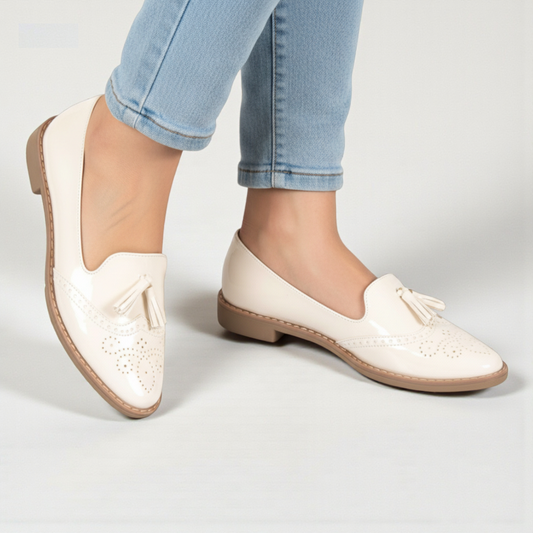 Baletas Charol Flecos Beige