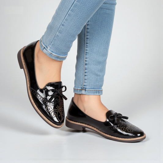 Baletas Charol Flecos Negro