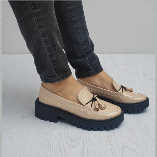 Mocasines Suela Tractor Beige
