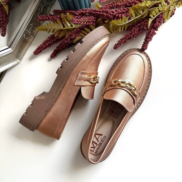 Mocasines Lotti Oro Rosa