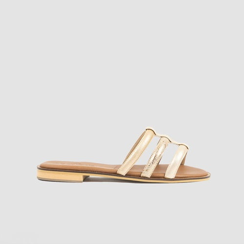 Sandalia Plana Dorada