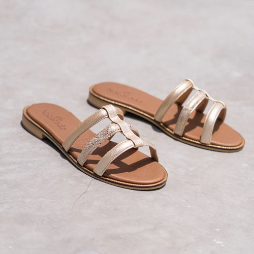 Sandalia Plana Dorada