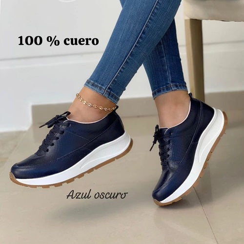 Tenis en Cuero Azul