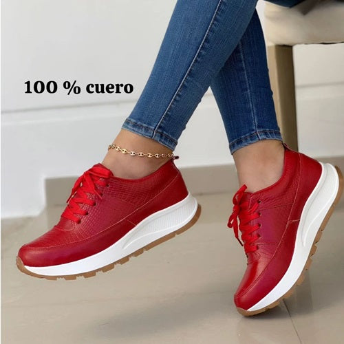 Tenis en Cuero Rojo