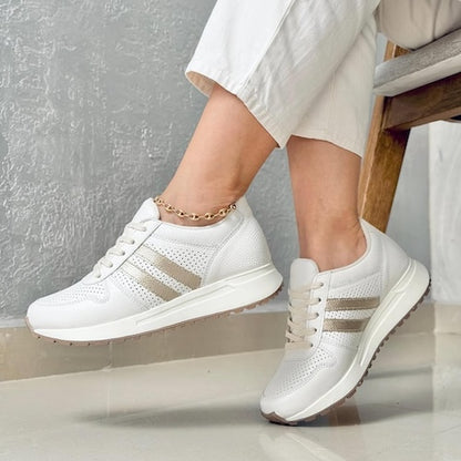 Tenis en Cuero Blanco y Champaña