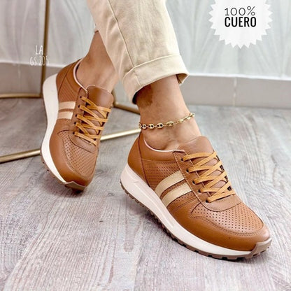 Tenis en Cuero Miel