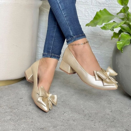 Tacones Moño Champaña