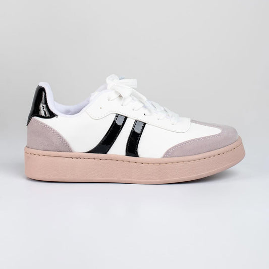 Tenis en Cuero Blanco y Negro