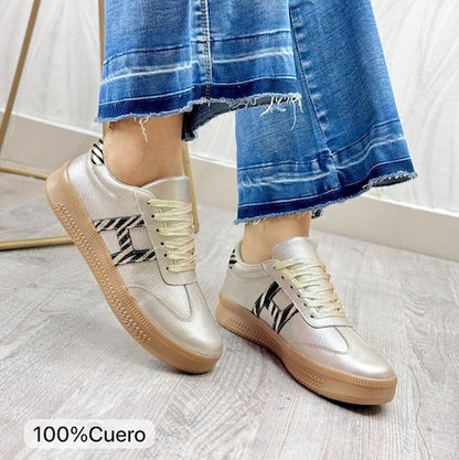 Tenis en Cuero Champaña