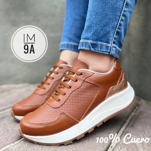 Tenis en Cuero Miel