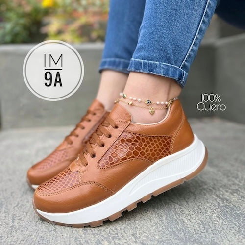 Tenis en Cuero Miel