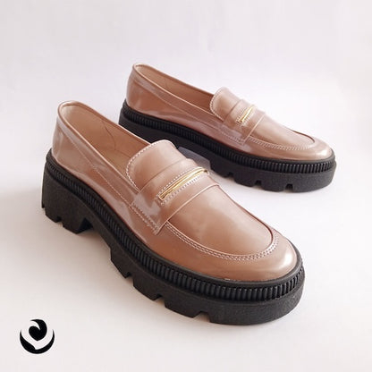 Mocasines Charol Oro Rosa