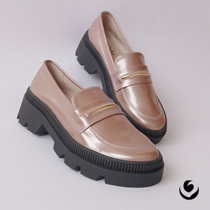 Mocasines Charol Oro Rosa