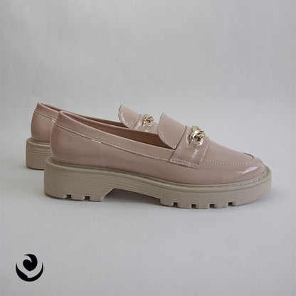 Mocasines Hebilla Charol Rosa