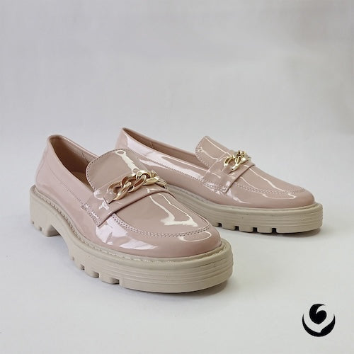 Mocasines Hebilla Charol Rosa