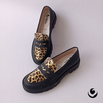 Mocasines Negro y Animalprint