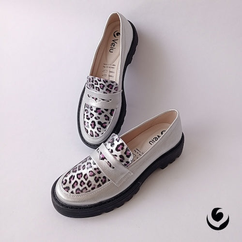 Mocasines Plateado y Animalprint