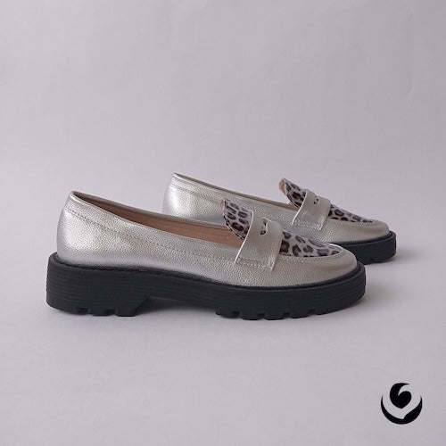 Mocasines Plateado y Animalprint