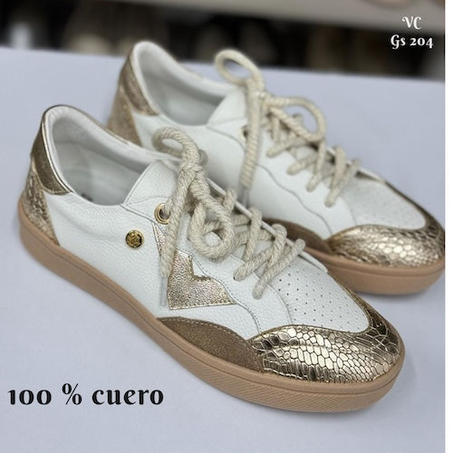 Tenis en Cuero Champaña