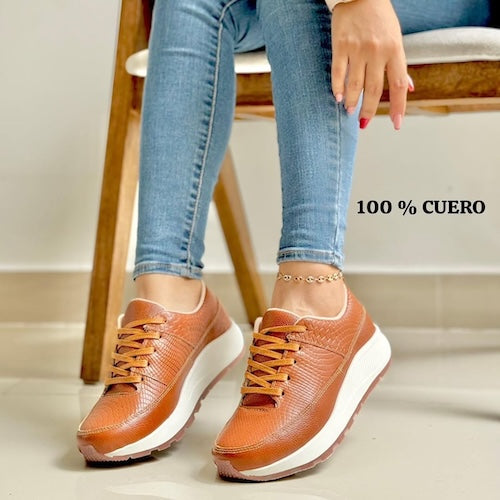 Tenis en Cuero Miel