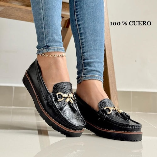 Mocasines en Cuero Negros