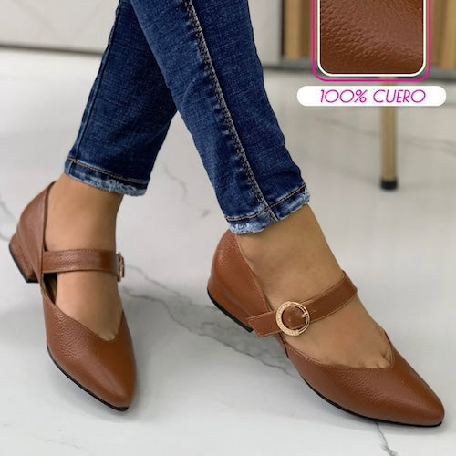 Baletas en Cuero Miel