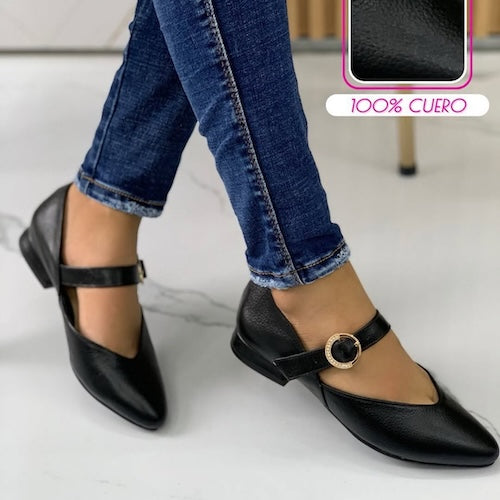 Baletas en Cuero Negro