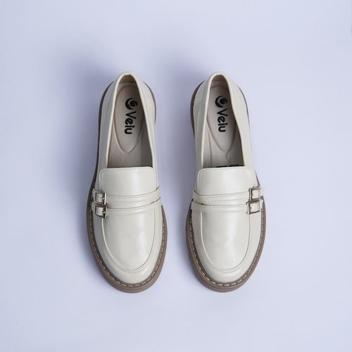 Mocasines Doble Hebilla Beige