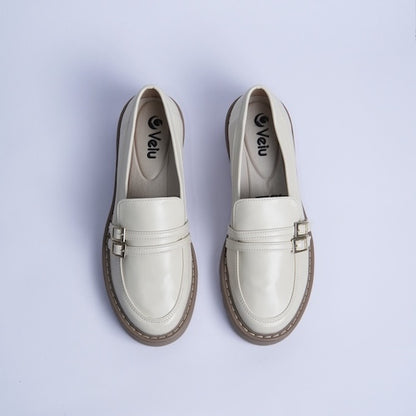 Mocasines Doble Hebilla Beige