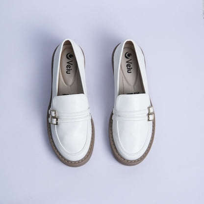 Mocasines Doble Hebilla Blanco