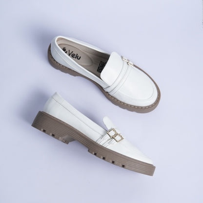 Mocasines Doble Hebilla Blanco