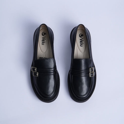 Mocasines Doble Hebilla Negro