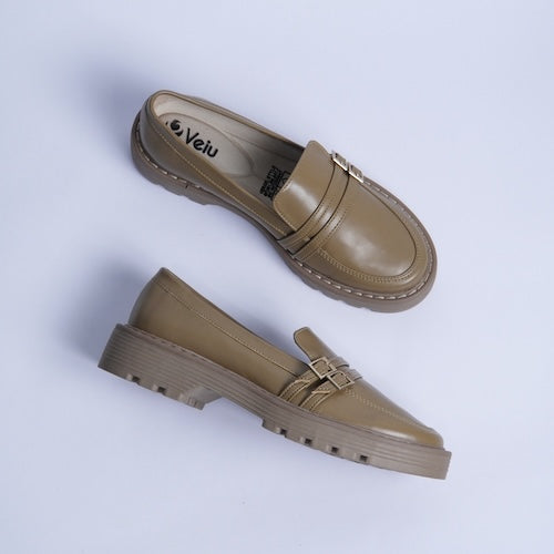 Mocasines Doble Hebilla Nude