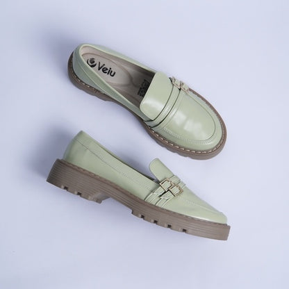 Mocasines Doble Hebilla Verde