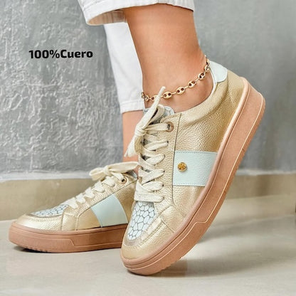 Tenis en Cuero Champaña